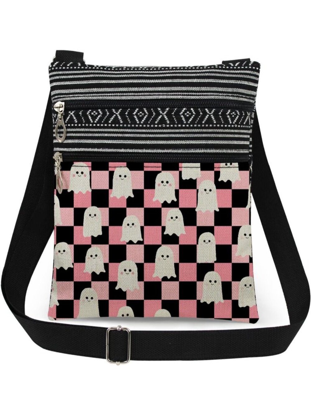 Women Black Pink Halloween Pumpkin Witch Ghost Skull Purse Crossbody Handbag Bag